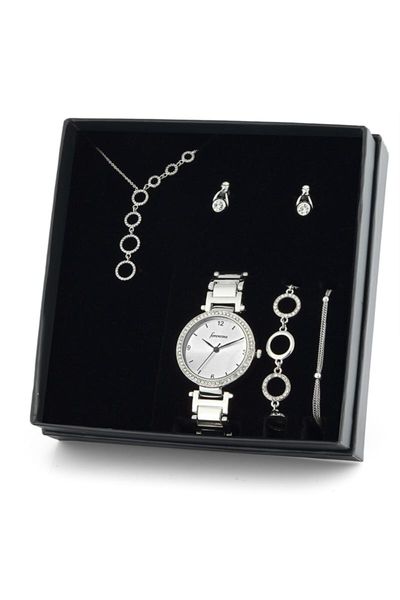 earrings & necklace women's fashion jewelry silver plated round wristband clock gift sets ps1413
earrings & necklace women's fashion jewelry silver plated round wristband clock gift sets ps1413