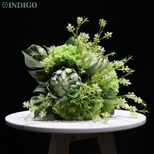 green protea hydrangea bouquet artificial flower home decoration shop hand party event interior display - decorative flowers & wreaths
green protea hydrangea bouquet artificial flower home decoration shop hand party event interior display - decorative flowers & wreaths
