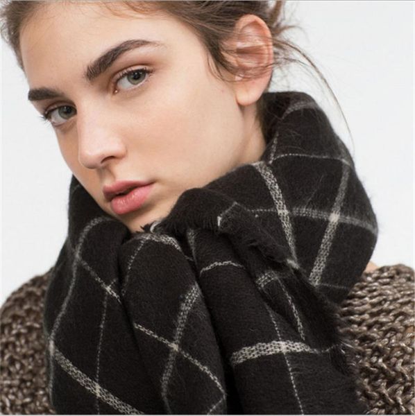 scarves female scarf lattices strip wild shawl european style for autumn and winter american thick black white, Blue;gray
scarves female scarf lattices strip wild shawl european style for autumn and winter american thick black white, Blue;gray