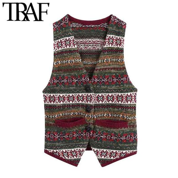 women fashion with buttons jacquard knitted vest sweater vintage v neck sleeveless female waistcoat chic 210507, White
women fashion with buttons jacquard knitted vest sweater vintage v neck sleeveless female waistcoat chic 210507, White