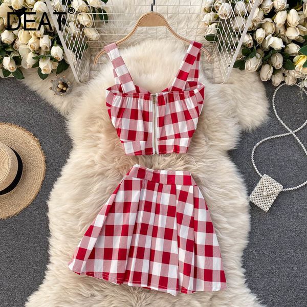 women mini skirt short pleated sleeveless plaid backless two piece set fashion spring summer 11d83 210525, White
women mini skirt short pleated sleeveless plaid backless two piece set fashion spring summer 11d83 210525, White