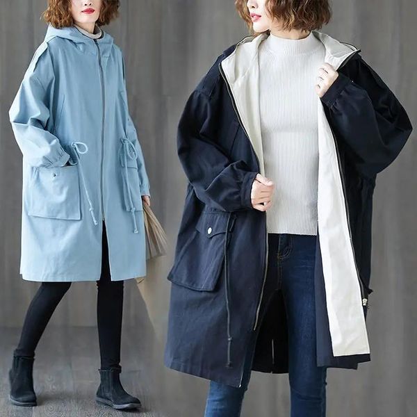 women's trench coats 2021 hooded coat plus size navy windbreaker outerwear women loose mid-length female tooling fashion lace overcoat, Tan;black
women's trench coats 2021 hooded coat plus size navy windbreaker outerwear women loose mid-length female tooling fashion lace overcoat, Tan;black
