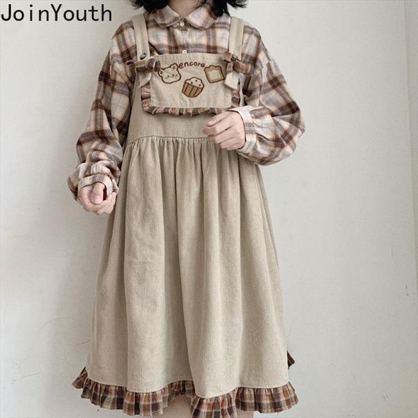 japanese lolita sweet cute women dress bear corduroy loose ruffles patchwork plaid overalls vestidos female 7b609, Black;gray
japanese lolita sweet cute women dress bear corduroy loose ruffles patchwork plaid overalls vestidos female 7b609, Black;gray