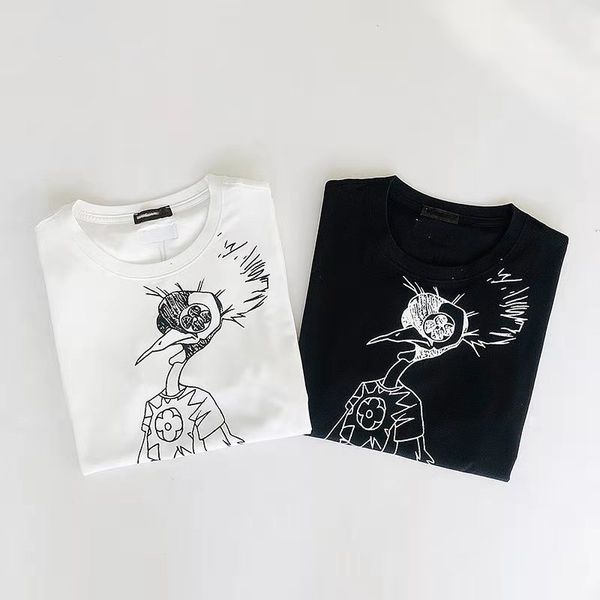 2021 spring/summer short sleeve men's tees & polos cartoon sketch bird printed half round collars for men and women, White;black
2021 spring/summer short sleeve men's tees & polos cartoon sketch bird printed half round collars for men and women, White;black