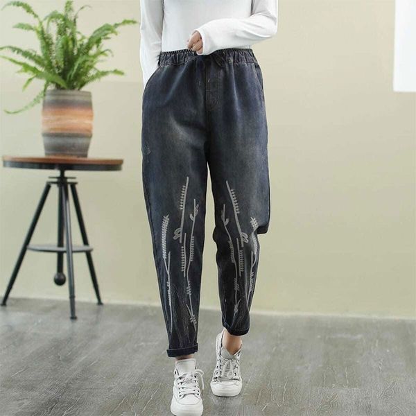 jean autumn arts style women loose casual vintage embroidery jeans elastic waist cotton denim harem pants plus size m535 k3pi, Blue
jean autumn arts style women loose casual vintage embroidery jeans elastic waist cotton denim harem pants plus size m535 k3pi, Blue