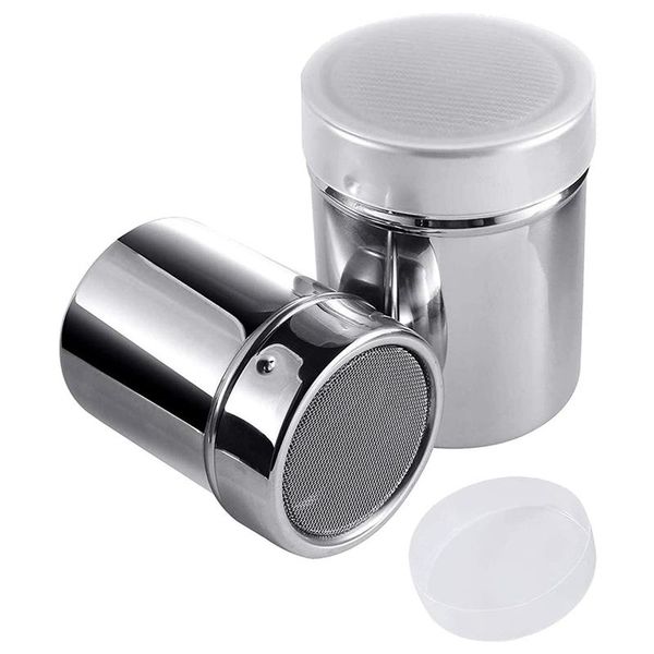 baking & pastry tools 2 pack sugar shaker stainless steel flavoring bottle with a lid mesh powder cocoa dusting device
baking & pastry tools 2 pack sugar shaker stainless steel flavoring bottle with a lid mesh powder cocoa dusting device