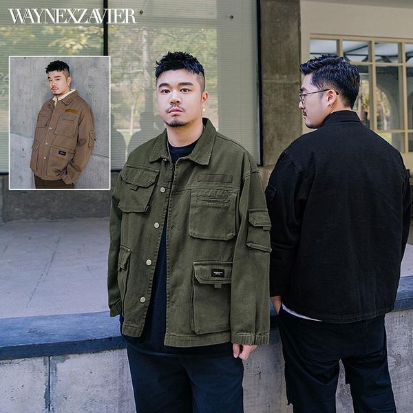 men's jackets waynexzavier 2021 autumn plus size multi-pockets cargo men vintage loose comfortable denim jacket fashion brand clothing, Black;brown
men's jackets waynexzavier 2021 autumn plus size multi-pockets cargo men vintage loose comfortable denim jacket fashion brand clothing, Black;brown
