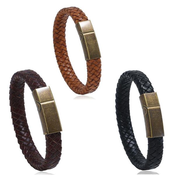 tennis vintage manual braided pu leather bracelets with antique bronze clasp black/brown flat bangle stainless steel, Golden;silver
tennis vintage manual braided pu leather bracelets with antique bronze clasp black/brown flat bangle stainless steel, Golden;silver