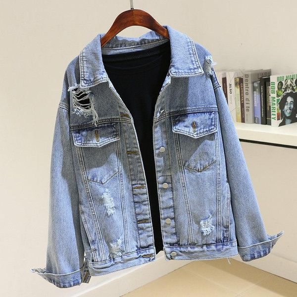 women's jackets autumn vintage casual denim jacket women harajuku style hole ripped jeans loose long sleeve coat female c6409, Black;brown
women's jackets autumn vintage casual denim jacket women harajuku style hole ripped jeans loose long sleeve coat female c6409, Black;brown