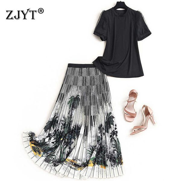 elegant lady summer casual two piece outfits women designers short sleeve black tshirt and pleated skirt suit sets 210601, White
elegant lady summer casual two piece outfits women designers short sleeve black tshirt and pleated skirt suit sets 210601, White