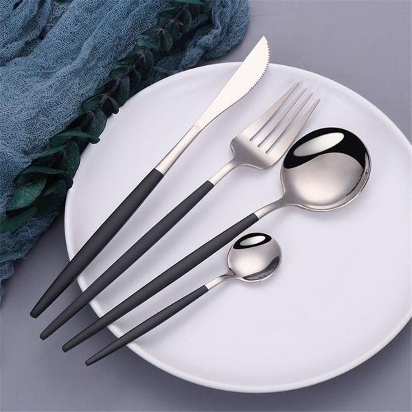 cutlery set black silver 18/10 stainless steel knife fork spoon tableware silverware dinnerware drop sets
cutlery set black silver 18/10 stainless steel knife fork spoon tableware silverware dinnerware drop sets