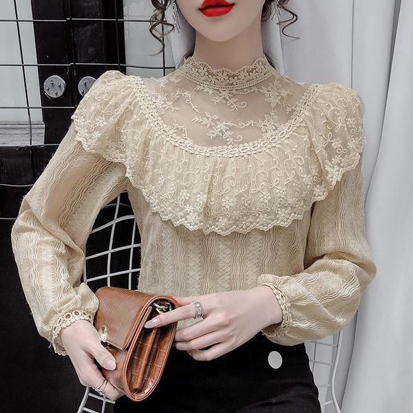 women's blouses & shirts lace blouse casual o-neck girl's shirt summer fashion long sleeve korean office lady blusas houthion, White
women's blouses & shirts lace blouse casual o-neck girl's shirt summer fashion long sleeve korean office lady blusas houthion, White