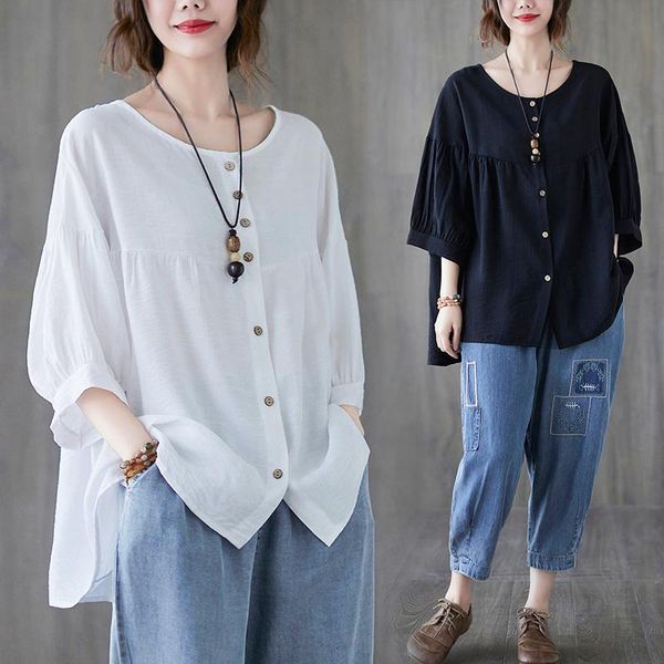 women's blouses & shirts big size summer women fashion elegant solid color loose ladies female plus large short sleeve cotton cardigan, White
women's blouses & shirts big size summer women fashion elegant solid color loose ladies female plus large short sleeve cotton cardigan, White