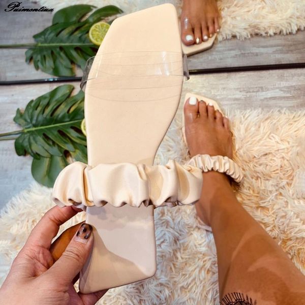 women's slippers fashion ladies pvc transparent flip flops 2021 female flats anti slip beach square toe woman shoes footwear, Black