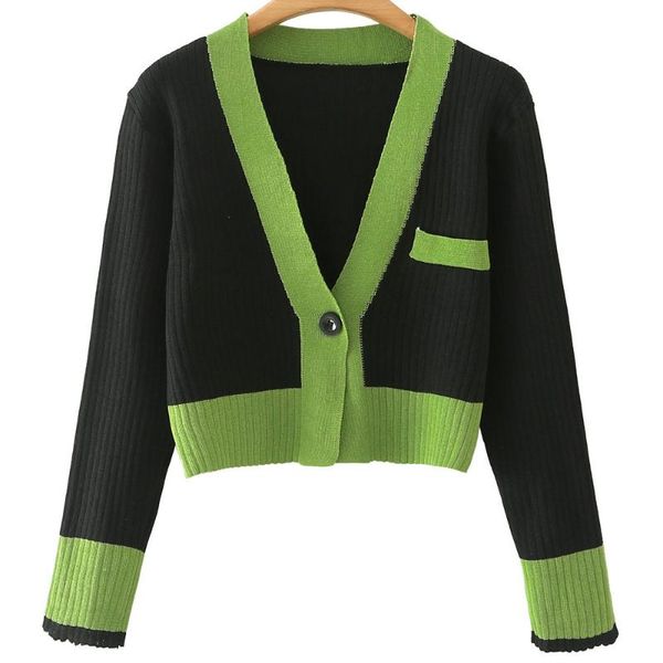 women's knits & tees 2021 autumn women vintage short slim fit knitted green patchwork sweater lady chic single button v neck thin cardi, White
women's knits & tees 2021 autumn women vintage short slim fit knitted green patchwork sweater lady chic single button v neck thin cardi, White