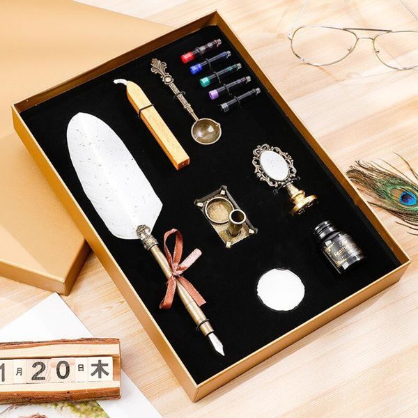 fountain pens antique feather pen set retro writing quill exquisite ornate relief pattern design wax seal stamp for students
fountain pens antique feather pen set retro writing quill exquisite ornate relief pattern design wax seal stamp for students