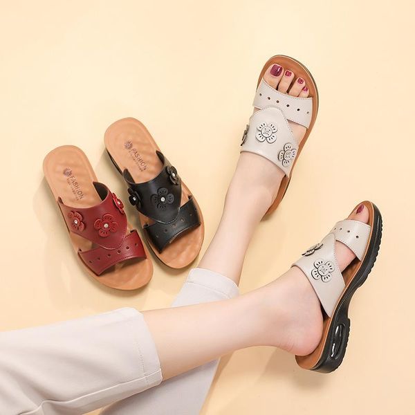 fashion women's summer open toe wedges sandals women leather soft non-slip beach shoes mother low heels walking, Black
fashion women's summer open toe wedges sandals women leather soft non-slip beach shoes mother low heels walking, Black