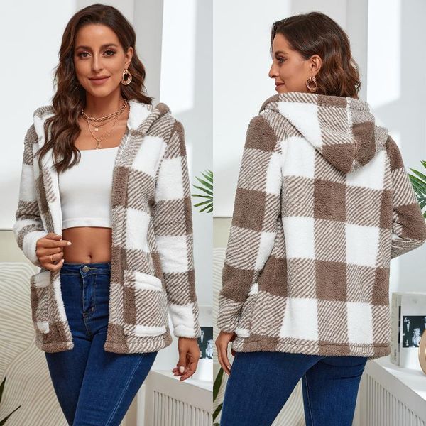 women's jackets zogaa coats women autumn hooded plaid plush pocket warm streetwear fashion female youth daily girls chic, Black;brown
women's jackets zogaa coats women autumn hooded plaid plush pocket warm streetwear fashion female youth daily girls chic, Black;brown