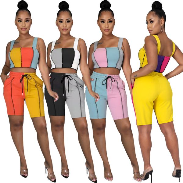 summer women tracksuit fashion 2021 spring and summer ladies casual slim vest splicing sports two-piece sets sling shorts suit 953, White
summer women tracksuit fashion 2021 spring and summer ladies casual slim vest splicing sports two-piece sets sling shorts suit 953, White