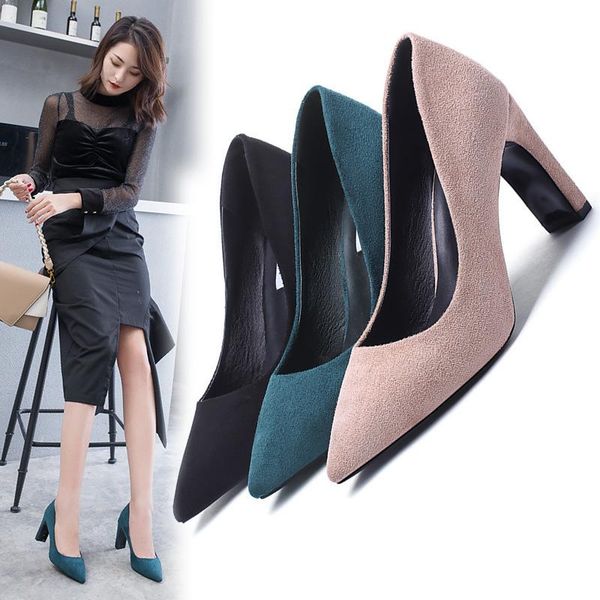 dress shoes european and american vogue suede large high heels with pointed thick one foot single shoe women's, Black
dress shoes european and american vogue suede large high heels with pointed thick one foot single shoe women's, Black