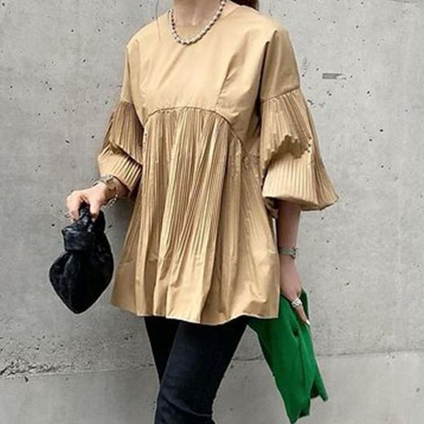 women's blouses & shirts 2021 japanese korean summer crimping solid color blouse fashion round neck flared sleeves loose casual simplic, White
women's blouses & shirts 2021 japanese korean summer crimping solid color blouse fashion round neck flared sleeves loose casual simplic, White