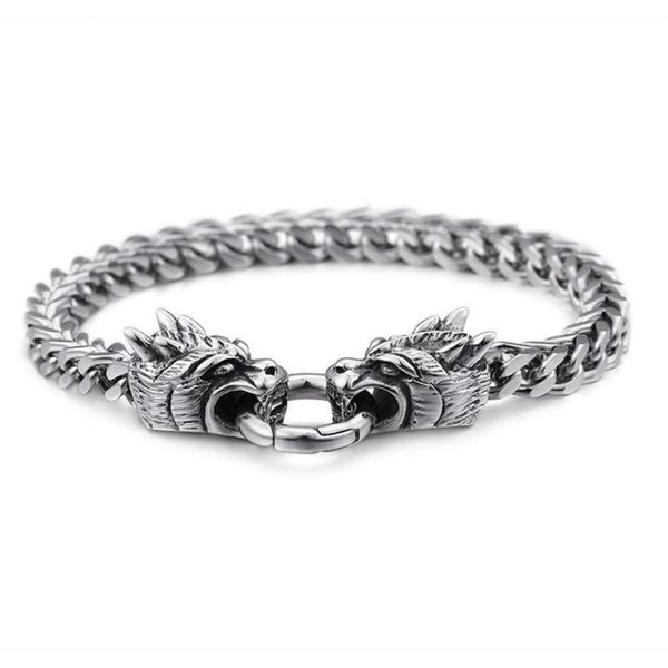 link, chain cool double dragon head man bracelet for men punk rock mens bike bracelets bangles polished stainless steel gothic biker jewelry, Black
link, chain cool double dragon head man bracelet for men punk rock mens bike bracelets bangles polished stainless steel gothic biker jewelry, Black