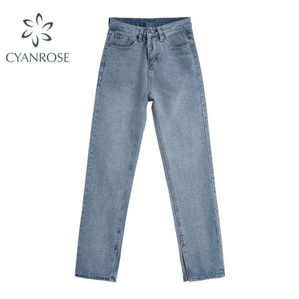 spring high waist jeans women blue chic pencil trousers hem split loose retro relax street straight overlength pants 210430
spring high waist jeans women blue chic pencil trousers hem split loose retro relax street straight overlength pants 210430