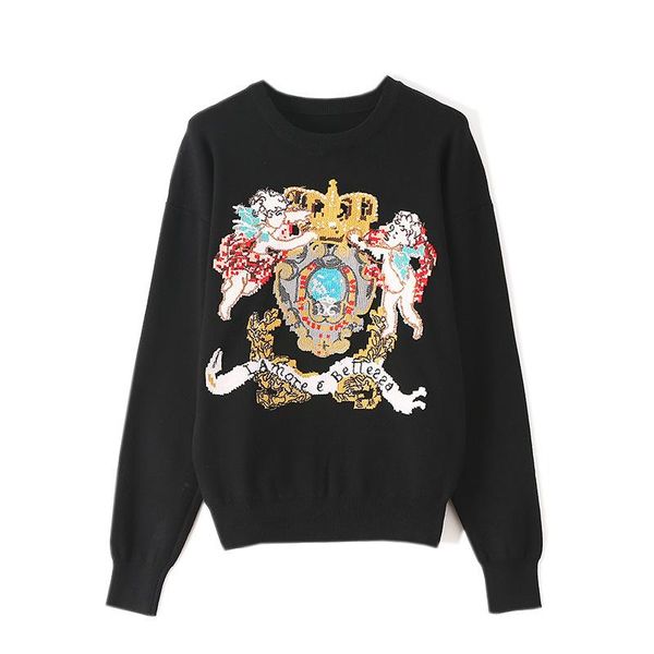 women's sweaters retro fashion autumn embroidery knitting sweater women o-neck long sleeve ladies femmes pullovers knit, White;black
women's sweaters retro fashion autumn embroidery knitting sweater women o-neck long sleeve ladies femmes pullovers knit, White;black