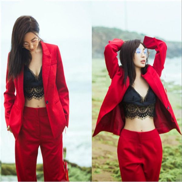 red women business two piece suits slim ladies formal pant suit office uniform design wide leg pants sets women's, White
red women business two piece suits slim ladies formal pant suit office uniform design wide leg pants sets women's, White