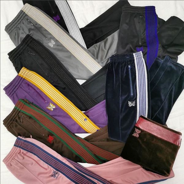 men's pants needles awge stripe male sweatpants 1:1 butterfly embroidered black veet pants 
men's pants needles awge stripe male sweatpants 1:1 butterfly embroidered black veet pants