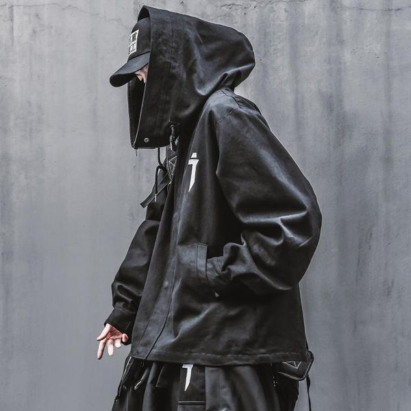 men's jackets streetwear techwear turtleneck hooded jacket coat for men 2021, Black;brown
men's jackets streetwear techwear turtleneck hooded jacket coat for men 2021, Black;brown