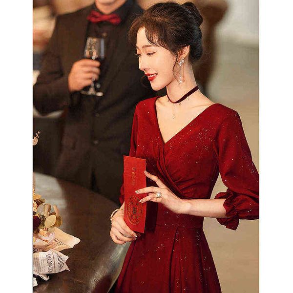 luxury prom dresses red toast bride 2021 autumn long sleeve engagement back door thank you banquet female, Black
luxury prom dresses red toast bride 2021 autumn long sleeve engagement back door thank you banquet female, Black