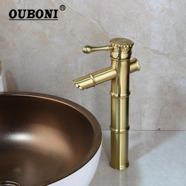 bathroom sink faucets ouboni brushed gold bamboo basin water faucet solid brass antique mixer tap counter <2kg
bathroom sink faucets ouboni brushed gold bamboo basin water faucet solid brass antique mixer tap counter <2kg