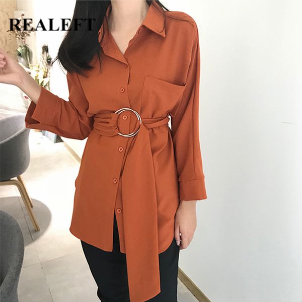 spring elegant women's shirt female blouse with belt vintage turn-down collar ol style women loose blouses 210428, White
spring elegant women's shirt female blouse with belt vintage turn-down collar ol style women loose blouses 210428, White