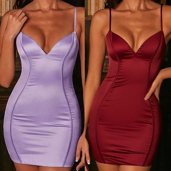 women v-neck solid color satin backless dress sling sleeveless high waist partywear slim dresses vestido robe casual, Black;gray
women v-neck solid color satin backless dress sling sleeveless high waist partywear slim dresses vestido robe casual, Black;gray