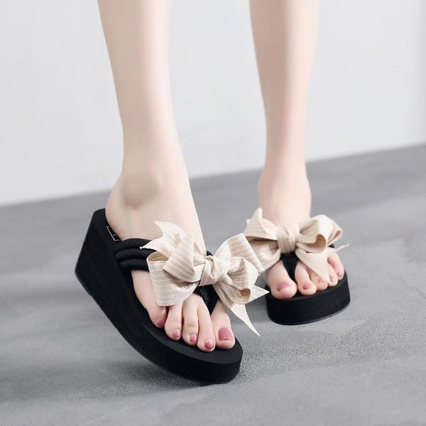 slippers women bow tie fresh herringbone drag wind slipper muffin thick bottom antiskid sandal female holiday shoes, Black
slippers women bow tie fresh herringbone drag wind slipper muffin thick bottom antiskid sandal female holiday shoes, Black