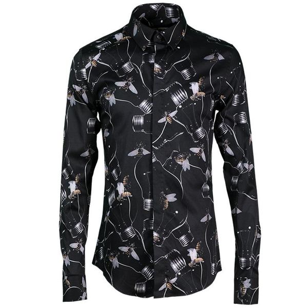 bee printed men shirt fashion allover long sleeve dress shirts camisa masculina mens casual slim fit men's, White;black
bee printed men shirt fashion allover long sleeve dress shirts camisa masculina mens casual slim fit men's, White;black