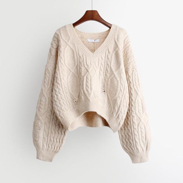 pullover v-neck loose sweater 2021 new casual street women sweater knitted, White;black
pullover v-neck loose sweater 2021 new casual street women sweater knitted, White;black