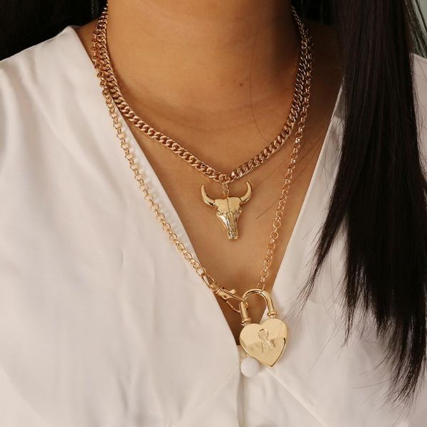 pendant necklaces layered chain necklace golden jewelry lady love lock tau padlock punk style design, Silver
pendant necklaces layered chain necklace golden jewelry lady love lock tau padlock punk style design, Silver