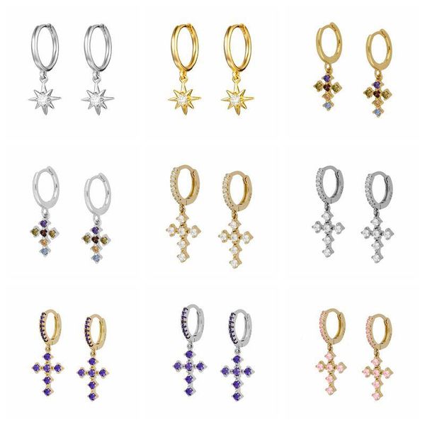hoop & huggie cross pendant earrings for women 925 sterling silver ear buckle star earring gold korean jewelry pendientes a30, Golden;silver
hoop & huggie cross pendant earrings for women 925 sterling silver ear buckle star earring gold korean jewelry pendientes a30, Golden;silver