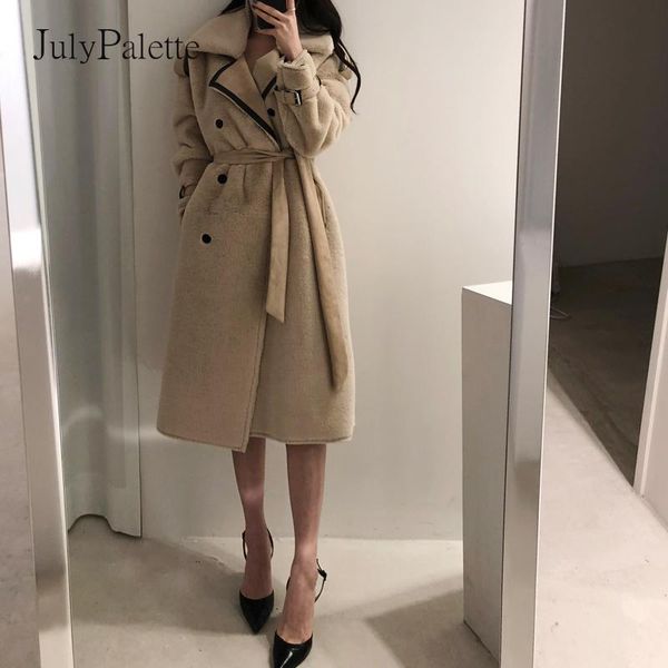 women's fur & faux julypalette winter thicken lambswool coat women full sleeve turn down collar outerwear with belt chic office ladies, Black
women's fur & faux julypalette winter thicken lambswool coat women full sleeve turn down collar outerwear with belt chic office ladies, Black