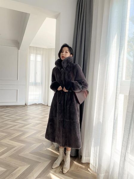 women's fur & faux real rex female jacket autumn winter long oversized coats warm clothing casacos zjt1670, Black
women's fur & faux real rex female jacket autumn winter long oversized coats warm clothing casacos zjt1670, Black