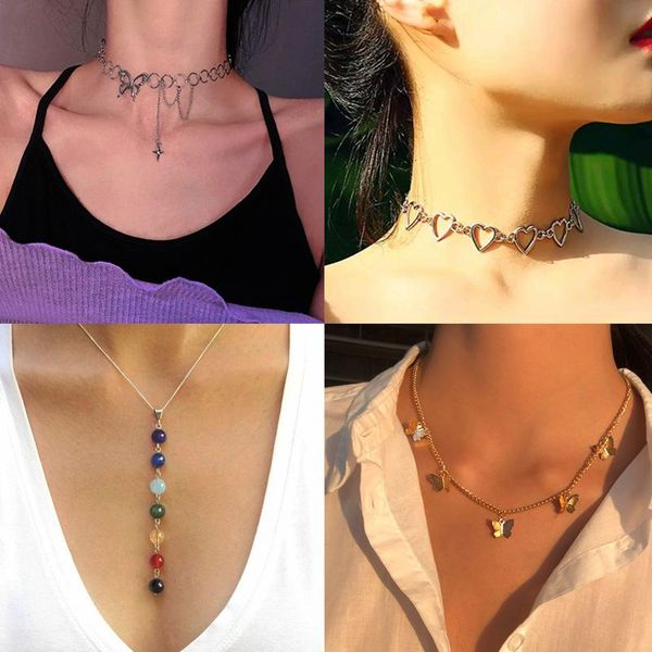 chokers vintage fashion gold silver color heart butterfly shape chain pendant necklaces for women necklace female boho jewelry gift, Golden;silver
chokers vintage fashion gold silver color heart butterfly shape chain pendant necklaces for women necklace female boho jewelry gift, Golden;silver