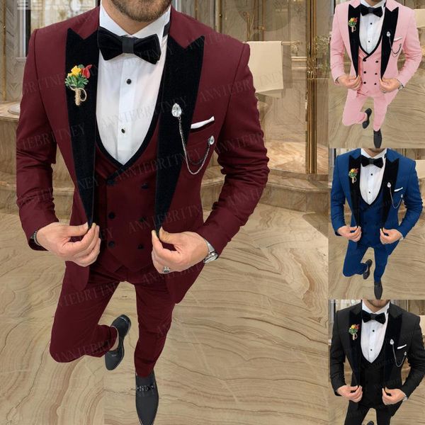 men's suits & blazers designs burgundy suit men 3 piece slim fit wedding groom dress tuxedo dinner blazer double breasted vest with pan, White;black
men's suits & blazers designs burgundy suit men 3 piece slim fit wedding groom dress tuxedo dinner blazer double breasted vest with pan, White;black