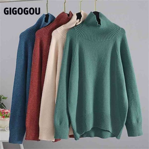 gigogou fall winter women knit turtleneck cashmere sweater oversized loose casual basic pullover jumper long sleeve pull mujer 210914, White;black
gigogou fall winter women knit turtleneck cashmere sweater oversized loose casual basic pullover jumper long sleeve pull mujer 210914, White;black