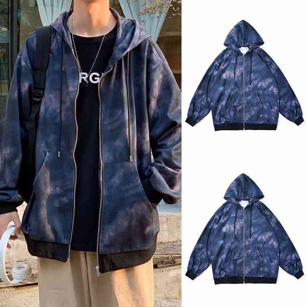 w511 men's casual hooded tie dyed sweater cardigan coat men's color student class uniform men's and women's, Black
w511 men's casual hooded tie dyed sweater cardigan coat men's color student class uniform men's and women's, Black