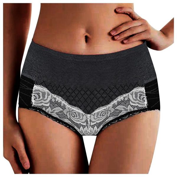 women's lace high-waist transparent mesh cotton underpants abdomen breathable patchwork seamless hip lift panties, Black;pink
women's lace high-waist transparent mesh cotton underpants abdomen breathable patchwork seamless hip lift panties, Black;pink