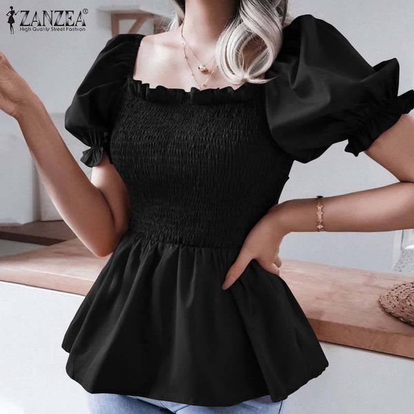 women's blouses & shirts women casual smocking tank summer solid short puff sleeve blouse zanzea square neck holiday shirt retro work, White
women's blouses & shirts women casual smocking tank summer solid short puff sleeve blouse zanzea square neck holiday shirt retro work, White