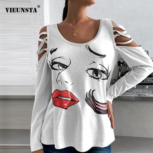women's blouses & shirts off shoulder criss cross women autumn o neck office hollow out shirt casual vintage abstract face print b, White
women's blouses & shirts off shoulder criss cross women autumn o neck office hollow out shirt casual vintage abstract face print b, White