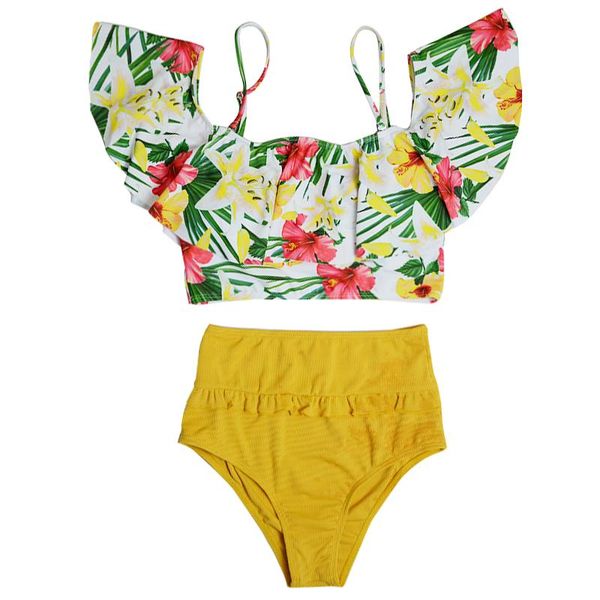 women's swimwear 2021 floral ruffle bikini women off-shoulder swimsuit push up high waist swimming suit beach wear bathing, White;black
women's swimwear 2021 floral ruffle bikini women off-shoulder swimsuit push up high waist swimming suit beach wear bathing, White;black
